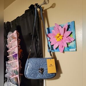 NWT Patricia Nash blue engraved crossbody